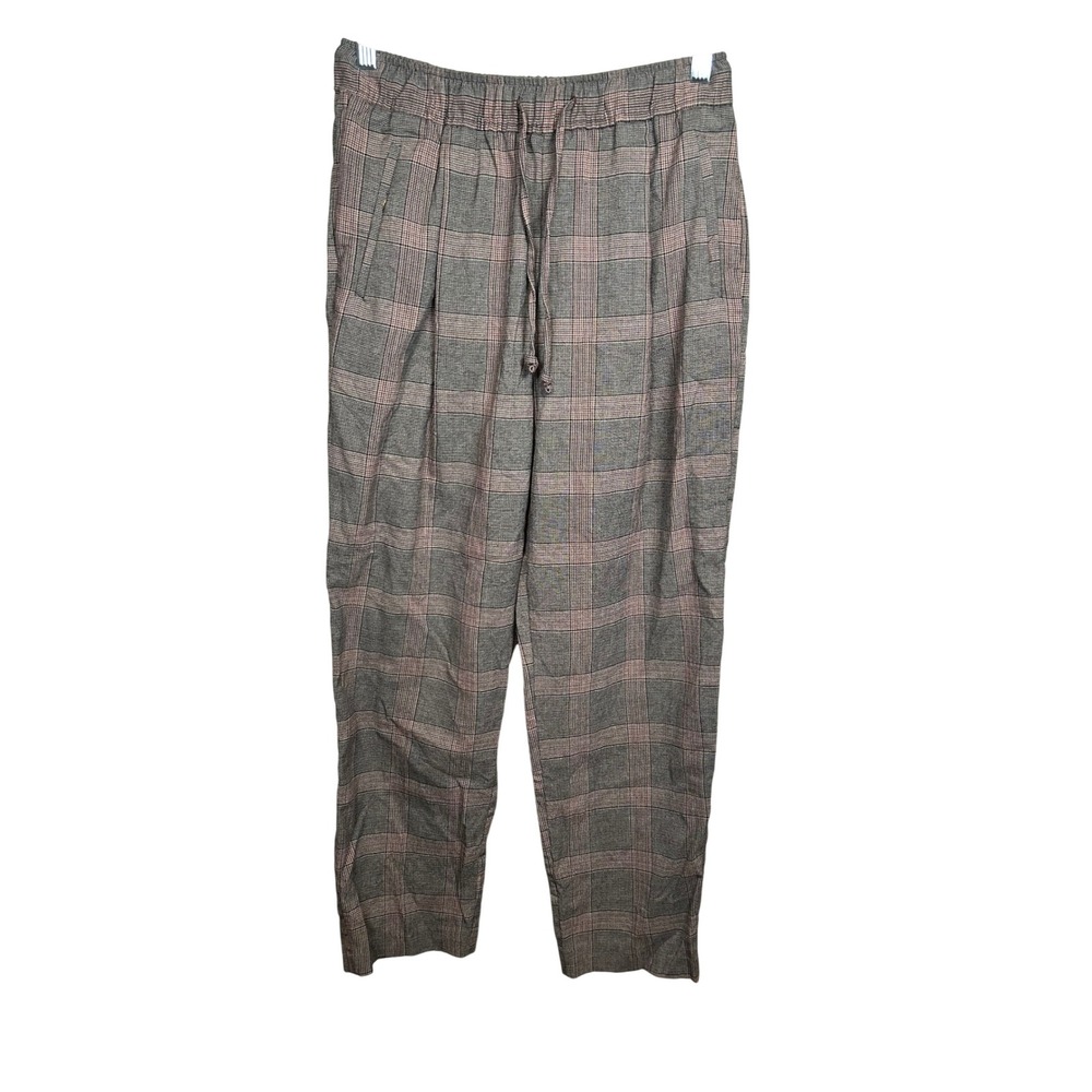 Old Navy Billie Straight Pants Women's Small Brown Plaid High Rise Trousers Fall - Picture 1 of 8